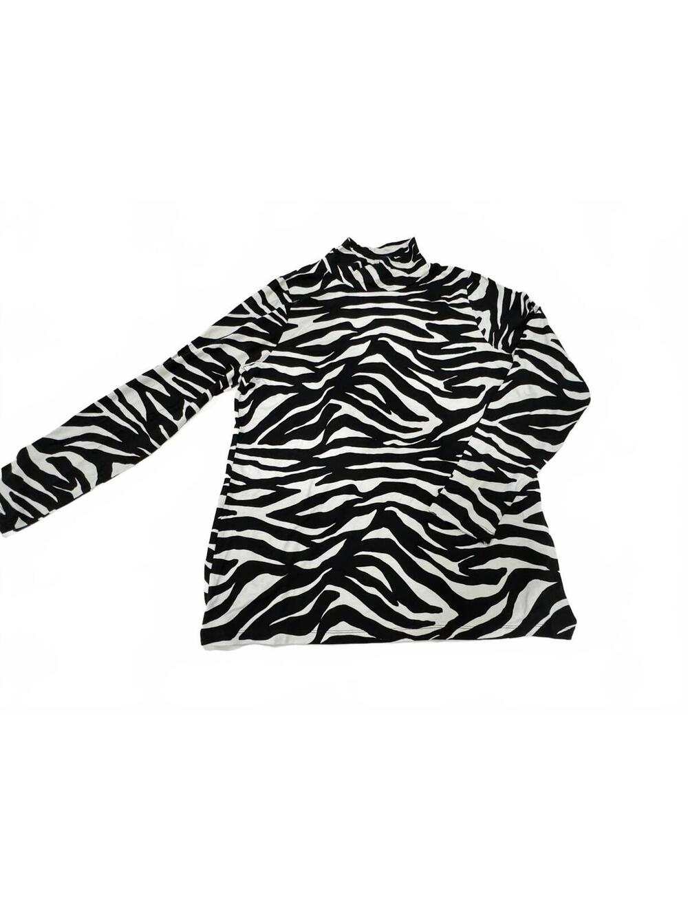 Chico's NWT Touch Of Cool Zebra Print Mock Neck Layering Top Large Chico's Siz 2